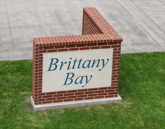 Brittany Bay neighborhood sign